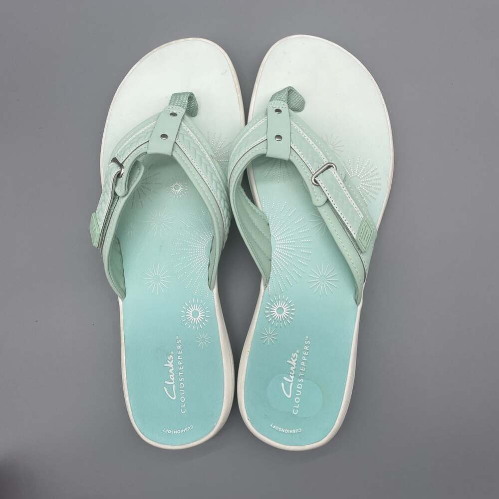 Clarks Women's Cloudsteppers Mint Breeze Sun Sz 12 Cushion soft Adjustable Strap - Picture 3 of 10